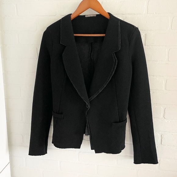 Dixie Knit Blazer Y2K vibe Italian Designer Wool Polyamid Black Single button M - Picture 2 of 10